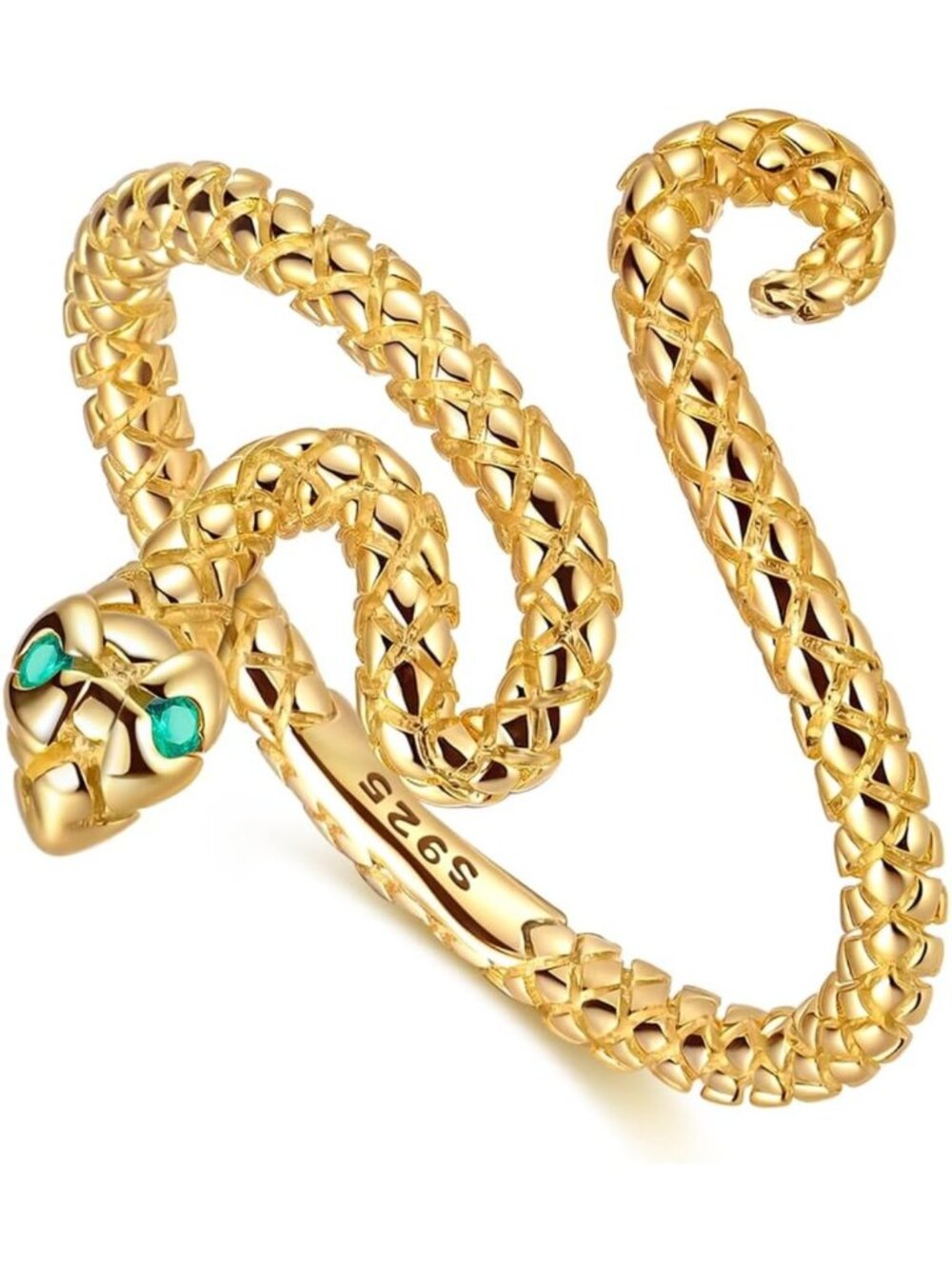 Adjustable 925 Sterling Silver Evil Eye Ring for Women, Gold Plated Charm